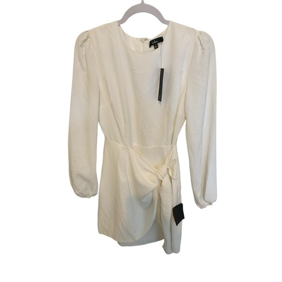 LULUS Believe it or Knot White Long Sleeve Tie Front Dress**Classy Size S NWOT - Picture 3 of 3